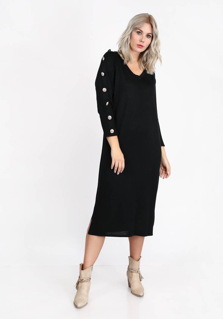 Платье однотонное с пуговицами на рукавах шир.  750, рис. 5