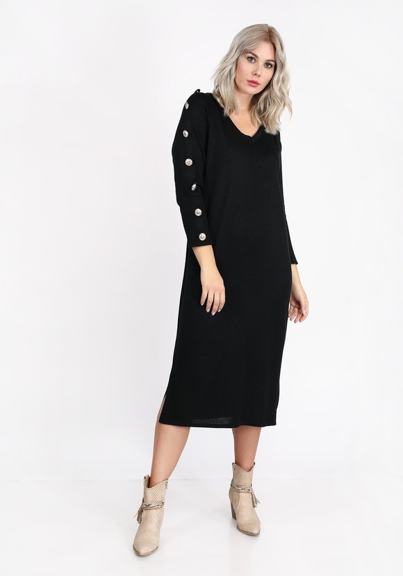 Платье однотонное с пуговицами на рукавах шир.  580, рис. 5