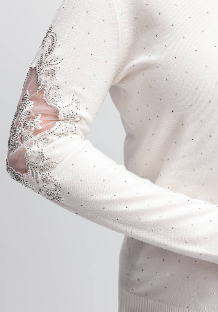 Джемпер со стразами и декоративной вставкой шир.  750, рис. 6