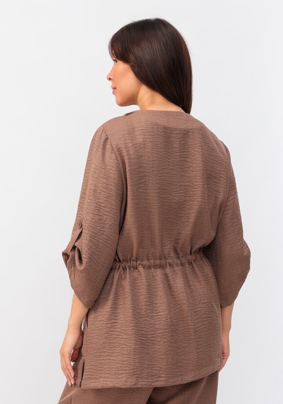 Кардиган на пуговицах с кулиской по талии шир.  580, рис. 3