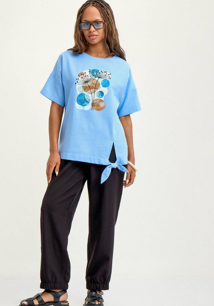 Блуза с принтом изо льна шир.  750, рис. 8