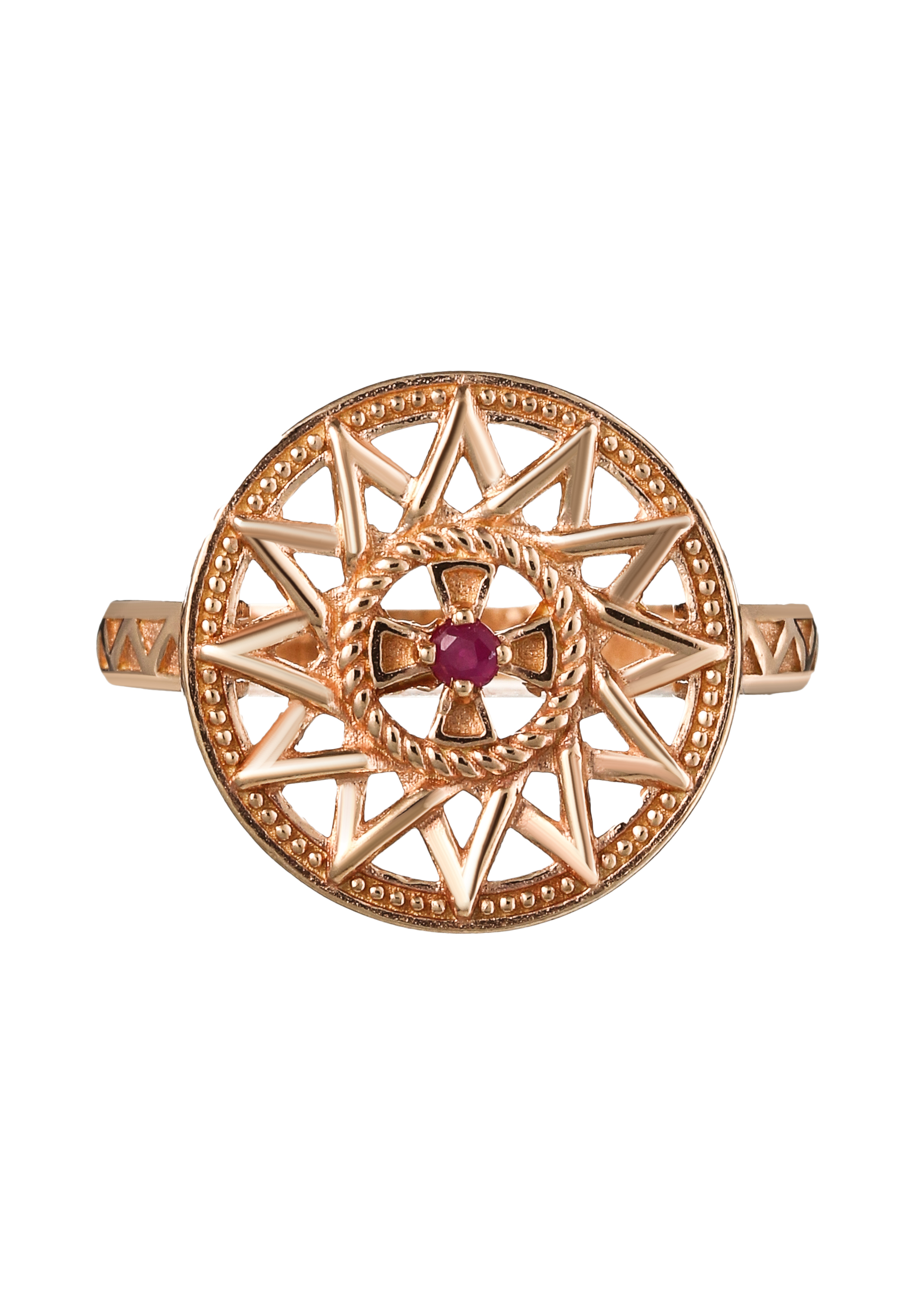 Кольцо серебряное "Эрцгамма" Серебряный Дом, цвет красный, размер 17 религиозное - фото 2
