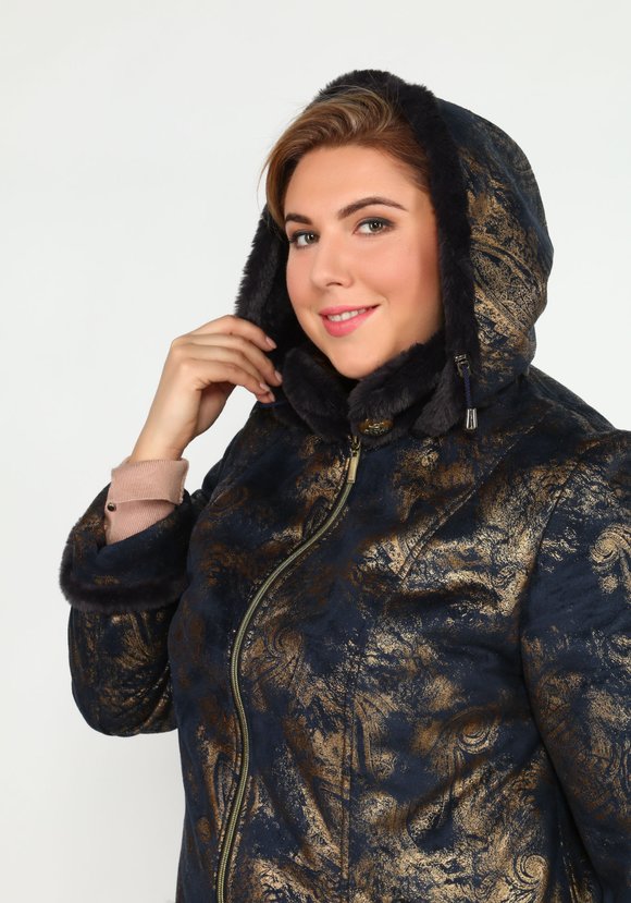 Дубленка на молнии с капюшоном и карманами шир.  580, рис. 3