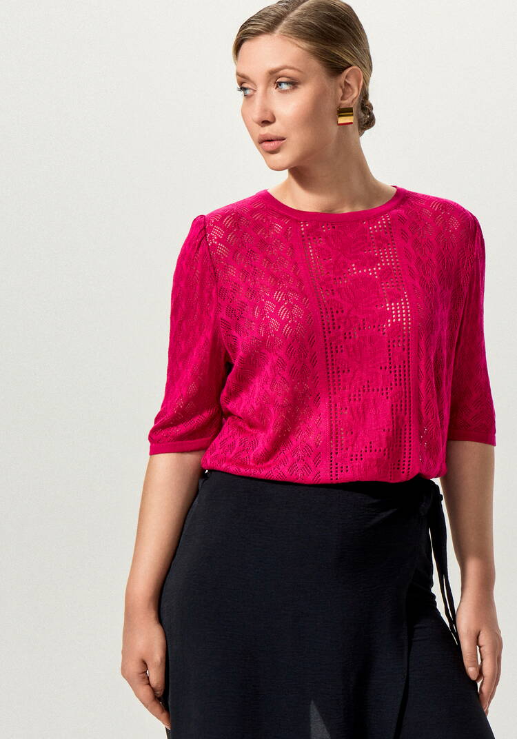 Джемпер с ажурным рисунком и защипами шир.  750, рис. 15