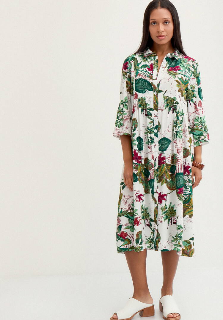 Платье рубашка с тропическим принтом шир.  750, рис. 12