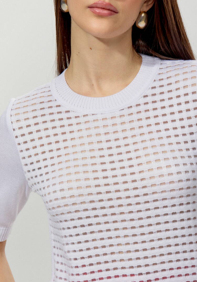 Джемпер с передней полочкой ажурной вязки шир.  750, рис. 5