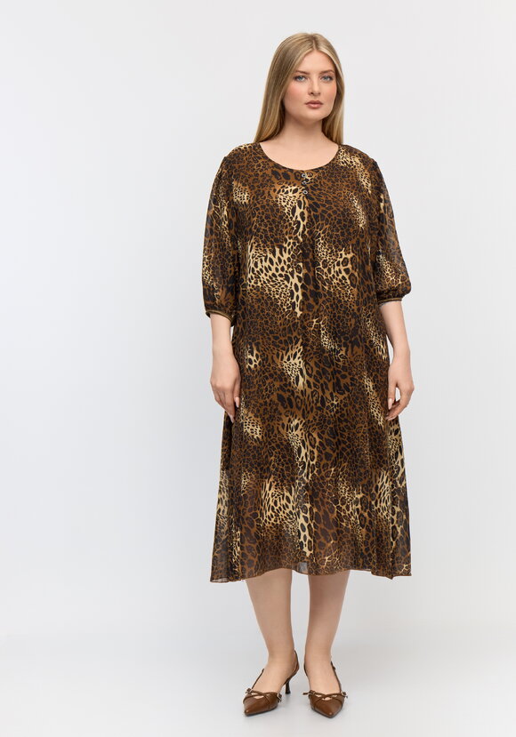 Туника с леопардовым принтом свободного кроя шир.  580, рис. 4