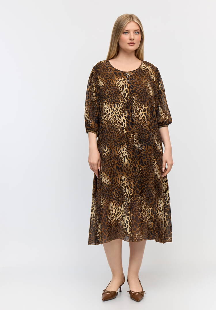 Туника с леопардовым принтом свободного кроя шир.  750, рис. 4