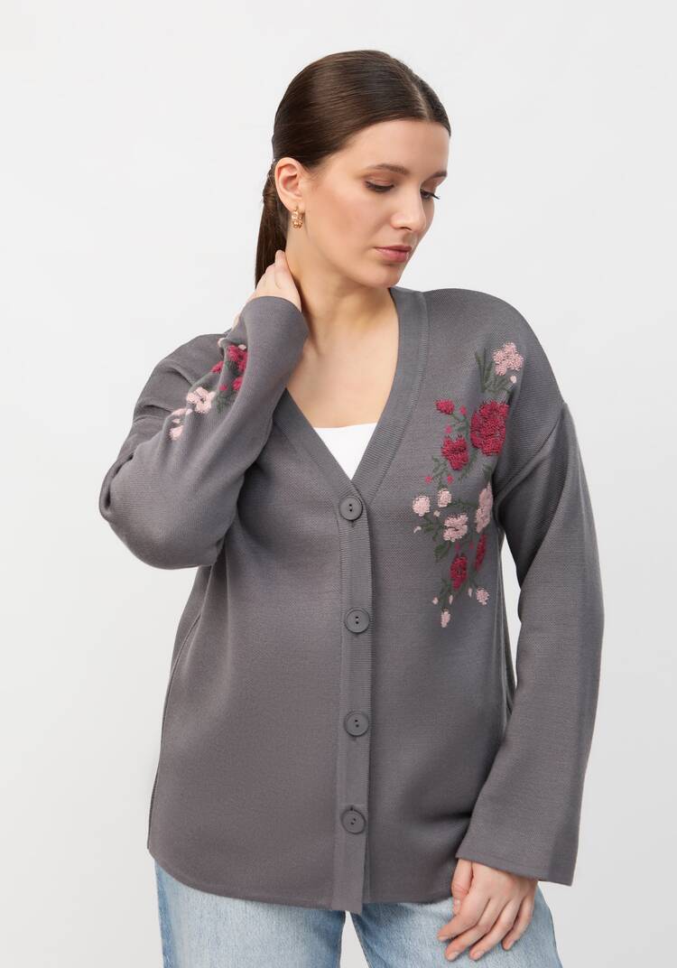 Кардиган с цветочным акцентом шир.  750, рис. 8