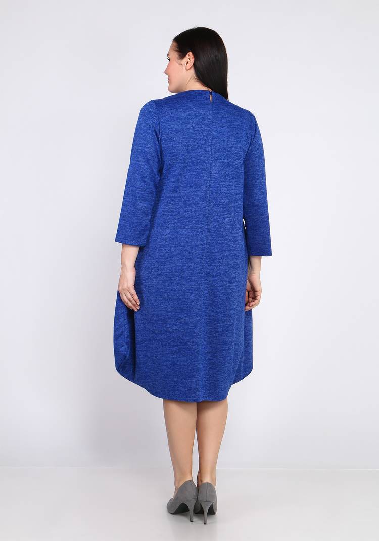 Платье-миди однотонное с длинным рукавом шир.  750, рис. 4