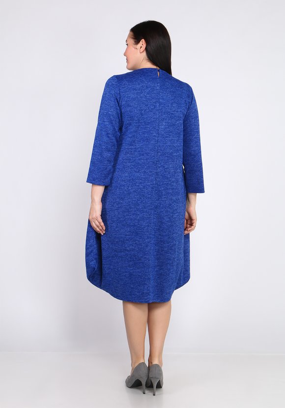Платье-миди однотонное с длинным рукавом шир.  580, рис. 4