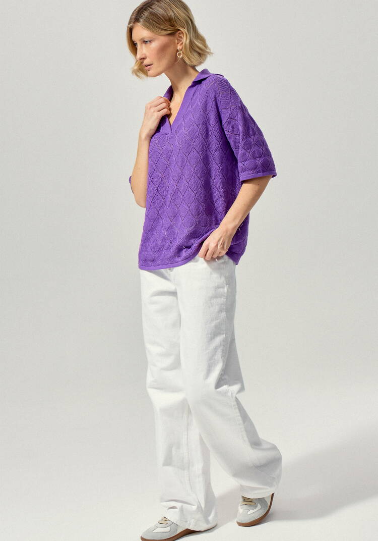 Джемпер-поло с ажурным рисунком шир.  750, рис. 34