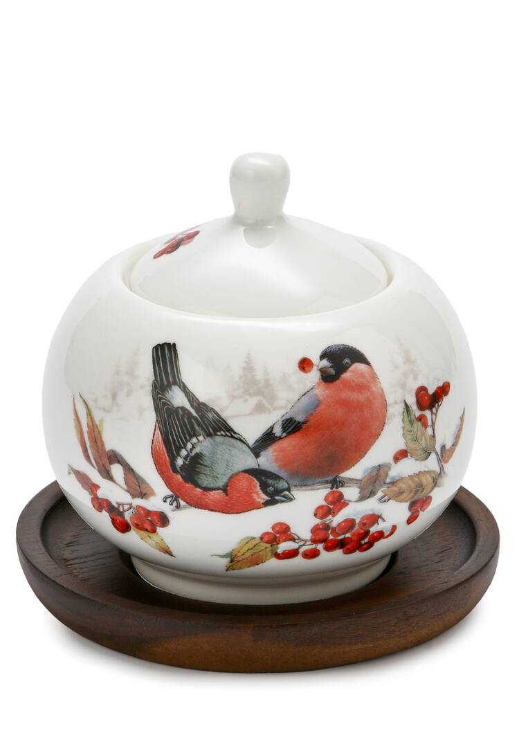 Сахарница фарфоровая Снегири шир.  750, рис. 3