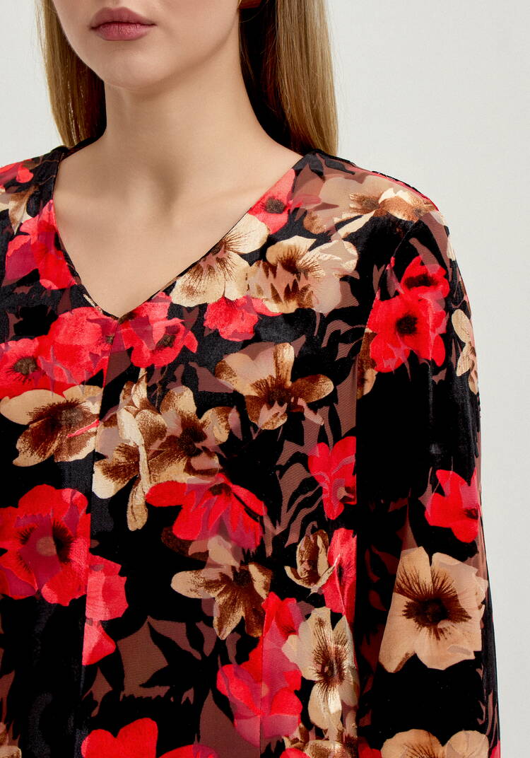 Платье бархатное с цветочным принтом шир.  750, рис. 6