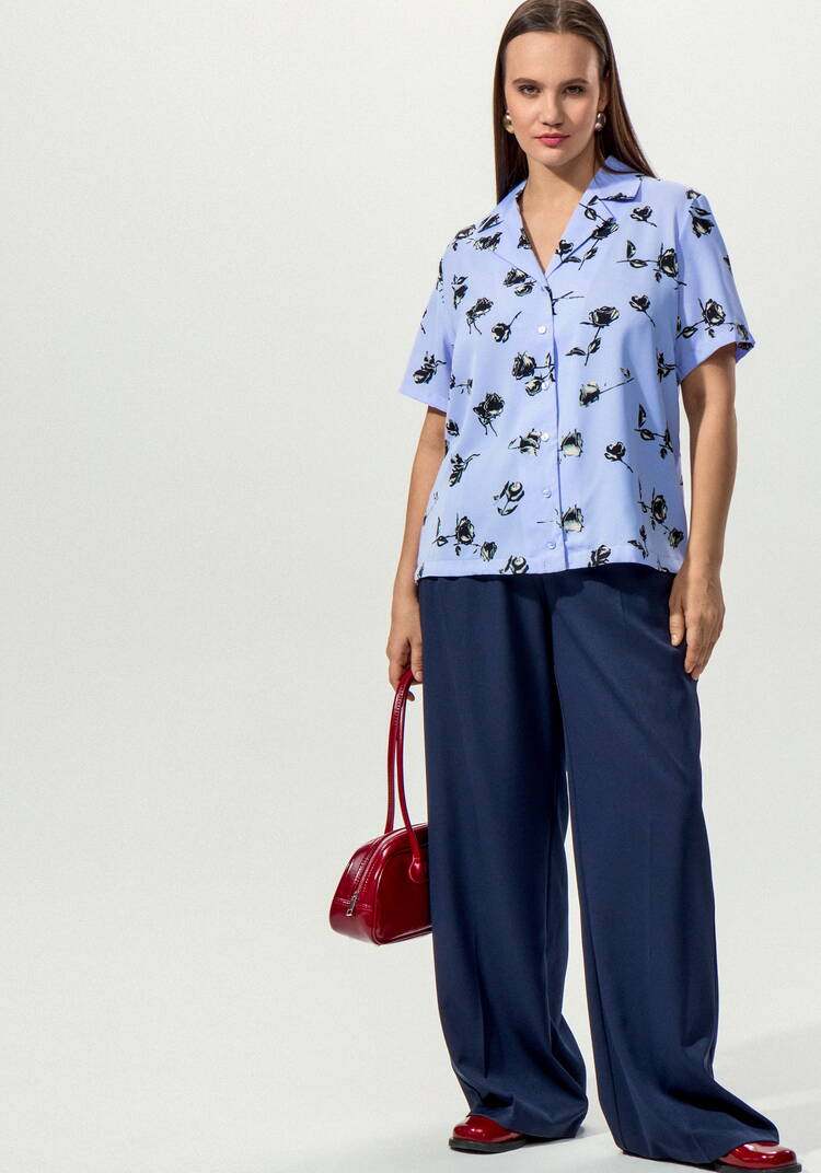 Блуза с отложным воротником в цветочек шир.  750, рис. 15