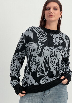 Джемпер с абстрактным цветочным принтом