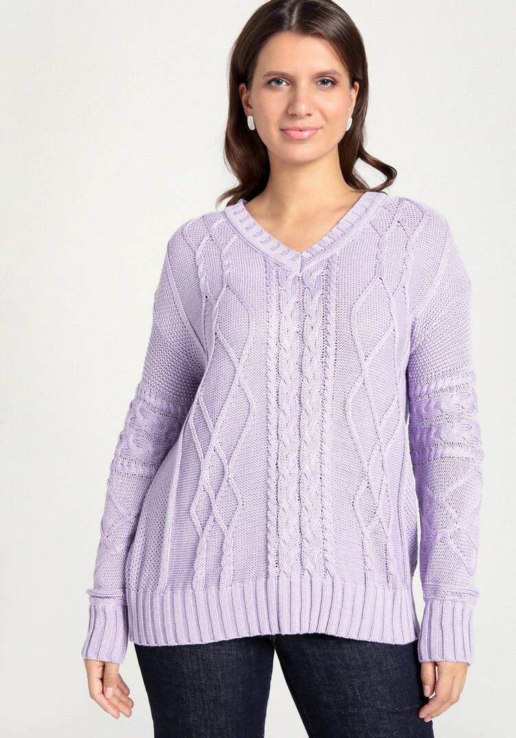 Джемпер с V-образным вырезом и косами шир.  750, рис. 24