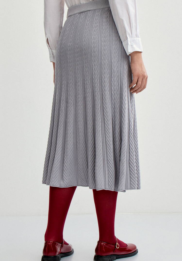 Юбка миди фактурная на широком поясе шир.  750, рис. 9