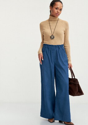 Брюки вельветовые широкие на резинке