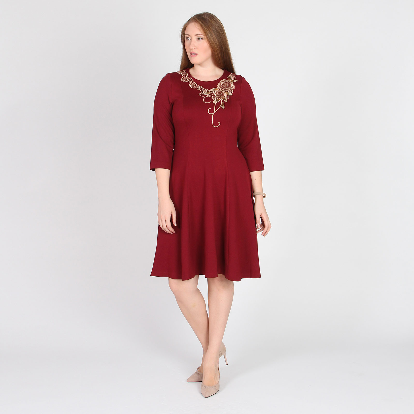 Платье-миди с расклешенной юбкой Elletto Life, цвет красный, размер 46 - фото 10