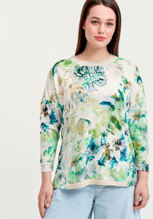 Джемпер оверсайз с акварельным рисунком шир.  580, рис. 4