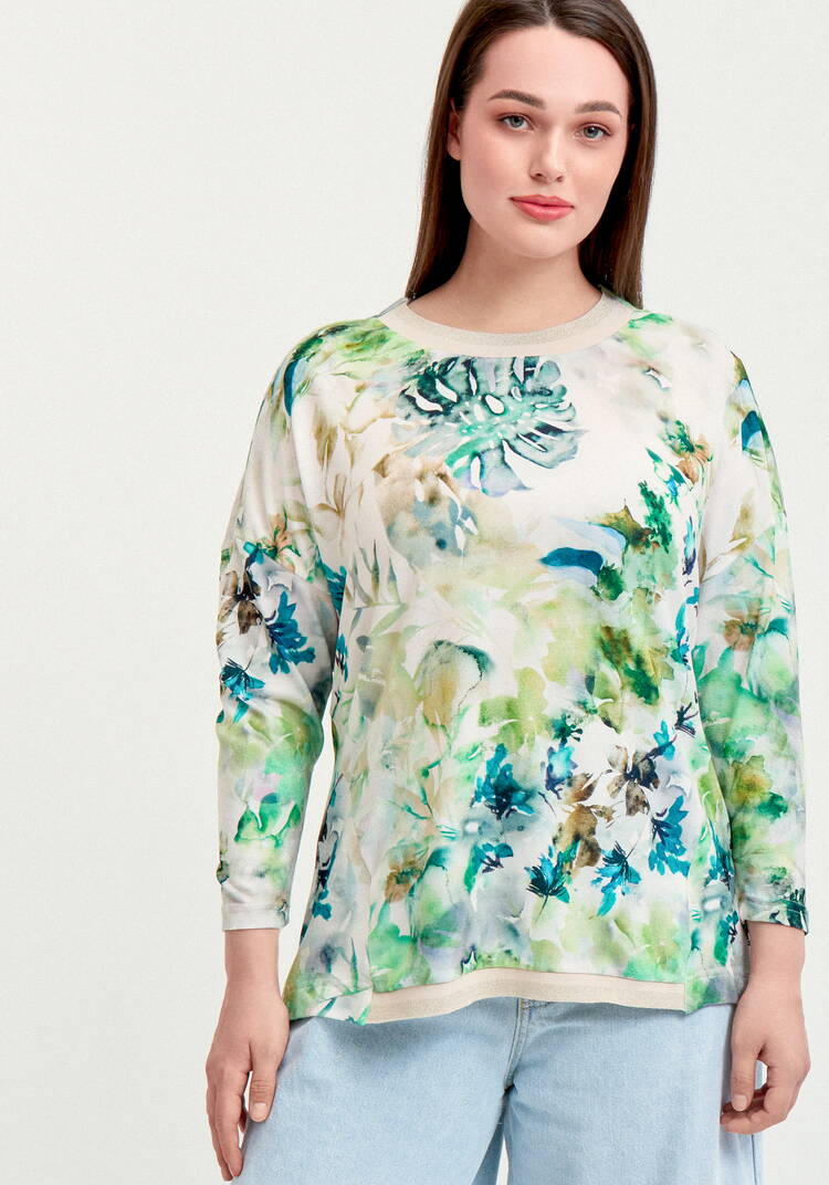 Джемпер оверсайз с акварельным рисунком шир.  750, рис. 4