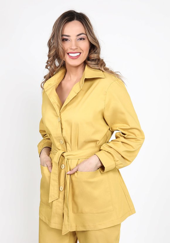 Жакет с поясом на пуговицах шир.  580, рис. 18