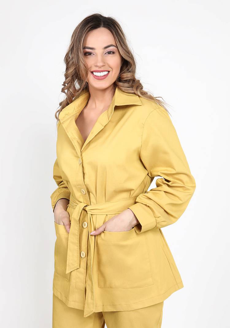 Жакет с поясом на пуговицах шир.  750, рис. 18