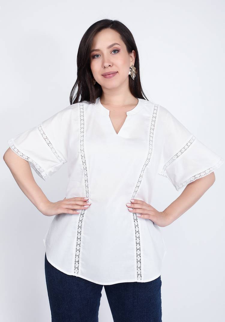 Блуза хлопковая с кружевом шир.  750, рис. 2