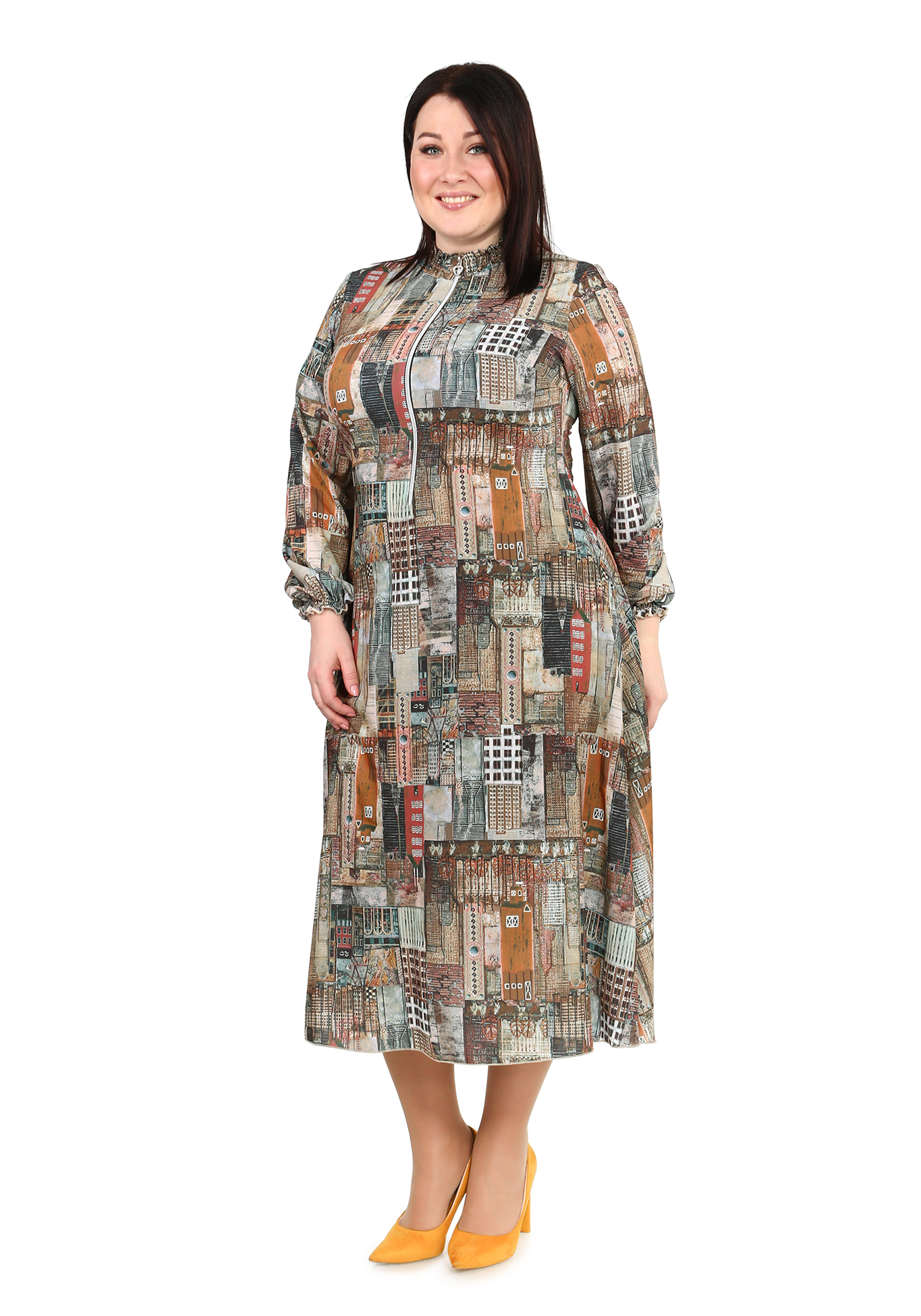 Платье "Невероятная картина" Elletto Life, размер 48, цвет хаки - фото 3