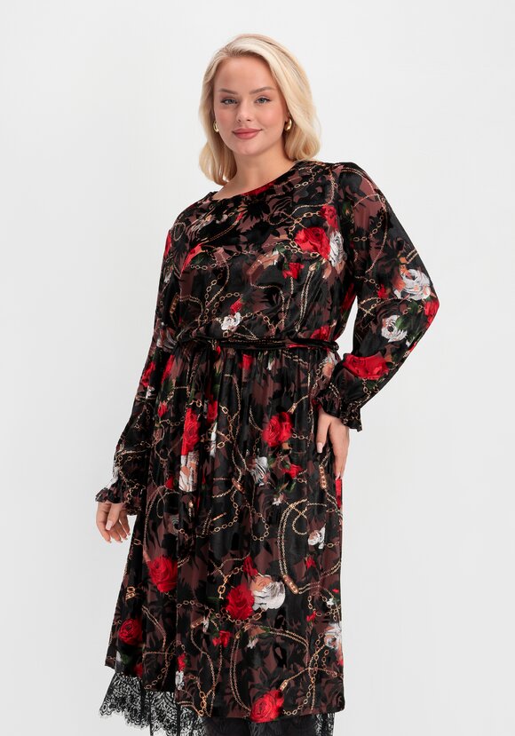 Платье с цветочным принтом из креш бархата шир.  580, рис. 2