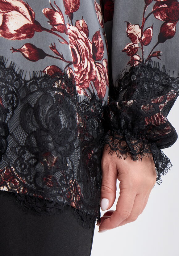 Блуза с кружевом и цветочным принтом шир.  580, рис. 6