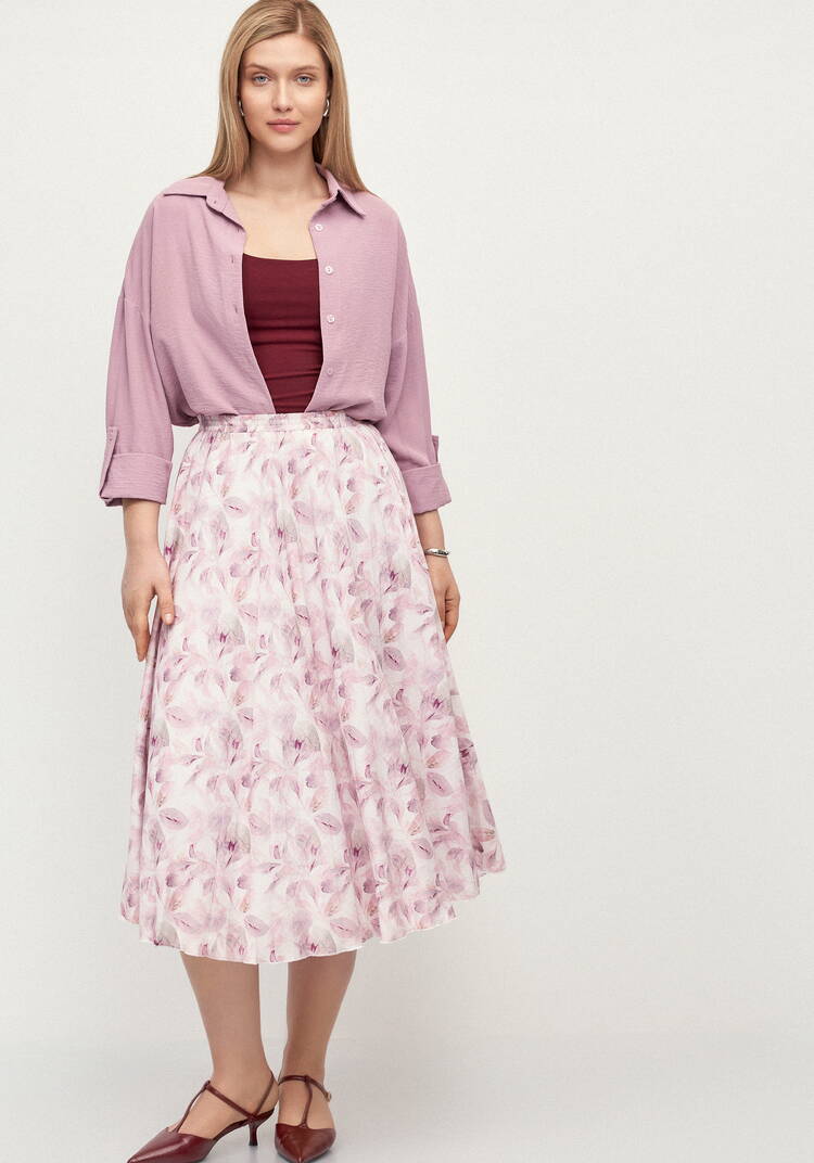 Плессированная юбка с цветочным принтом шир.  750, рис. 14