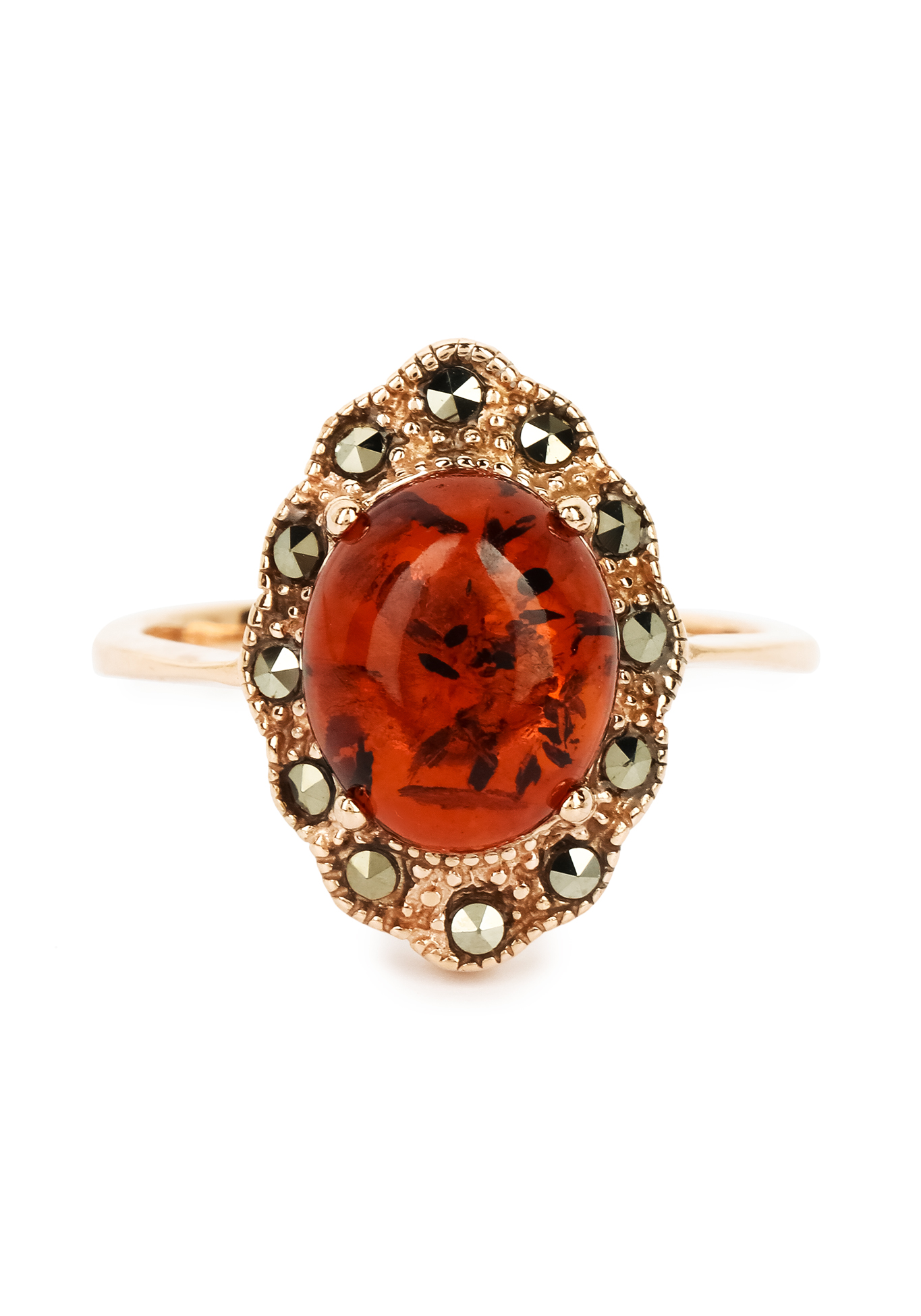 Кольцо  серебряное "Фантазия" Бриллианит Натюр, размер 17, цвет медовый перстень - фото 8