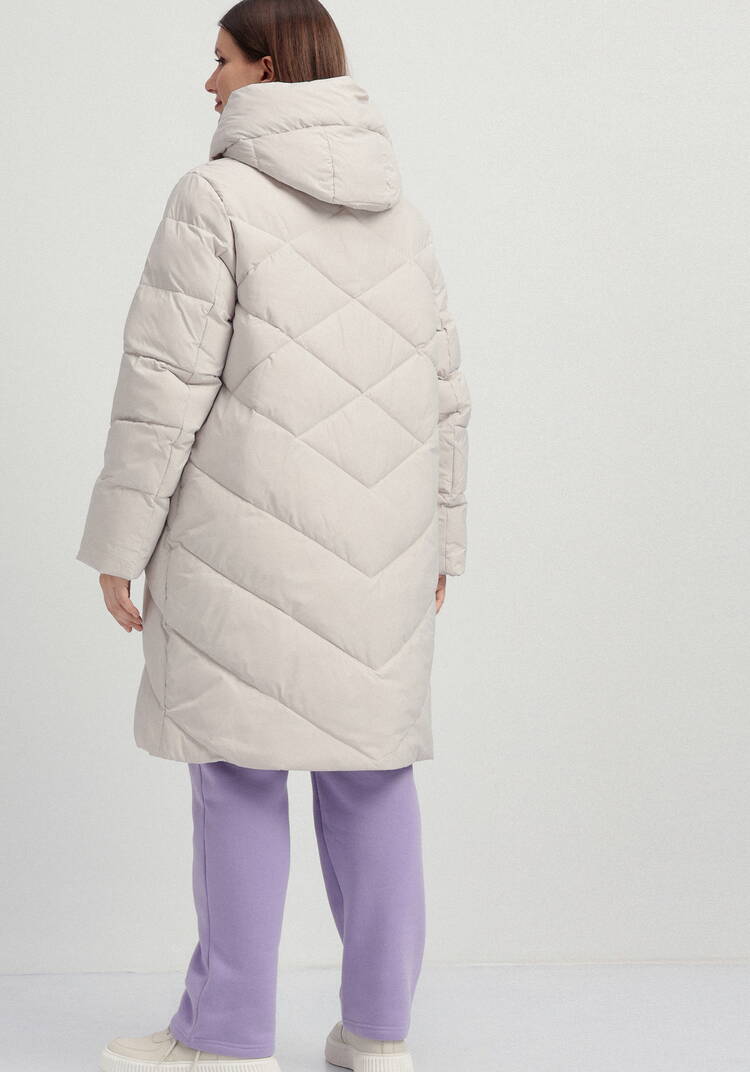 Пуховик с капюшоном и фактурной стежкой шир.  750, рис. 3