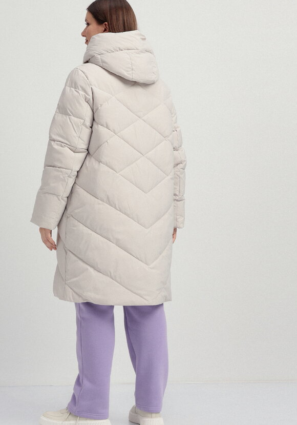 Пуховик с капюшоном и фактурной стежкой шир.  580, рис. 3