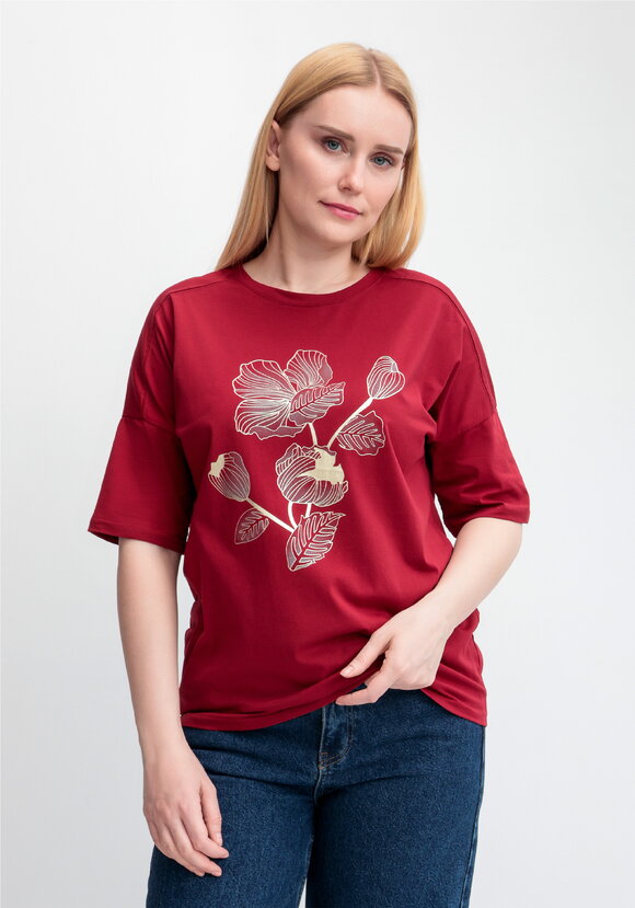 Футболка с принтом Золотой цветок шир.  580, рис. 6