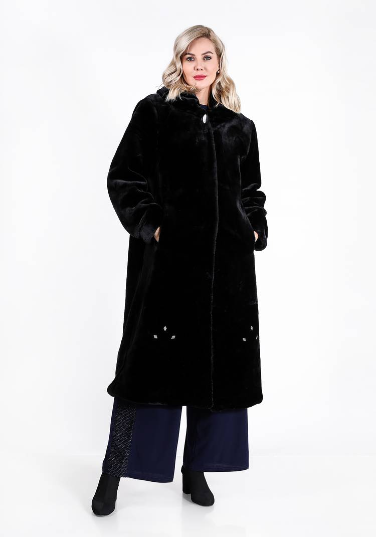 Шуба из эко-меха с отложным воротником шир.  750, рис. 6