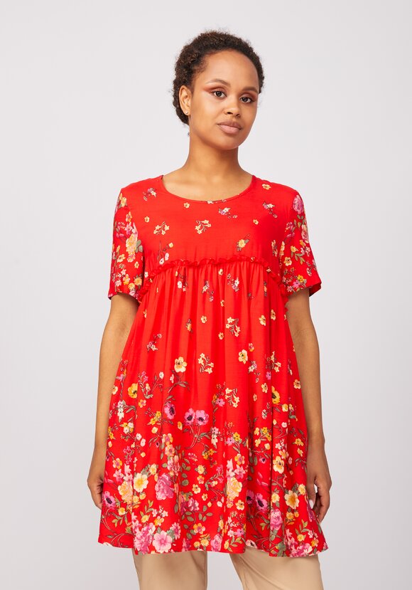 Туника с цветочным принтом свободного кроя шир.  580, рис. 14