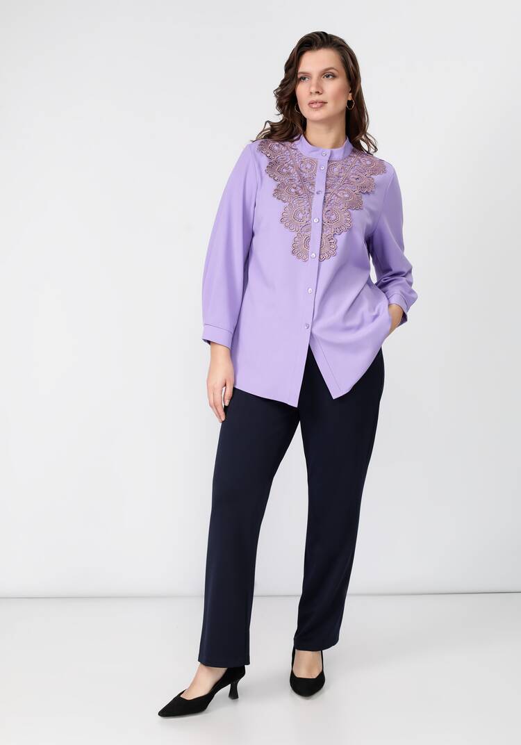 Блуза на пуговицах с ажурным кружевом шир.  750, рис. 17