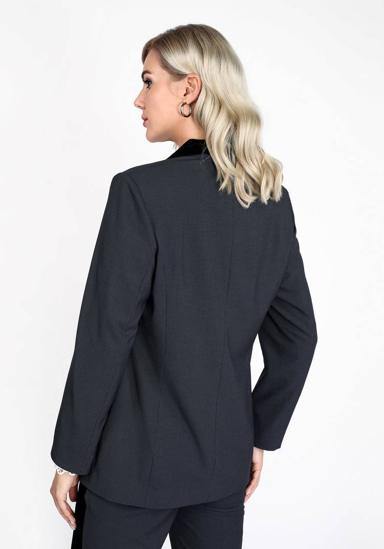 Пиджак с бархатной отделкой и карманами шир.  750, рис. 6