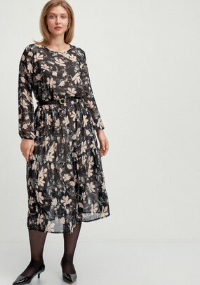 Платье свободного кроя с принтом цветок