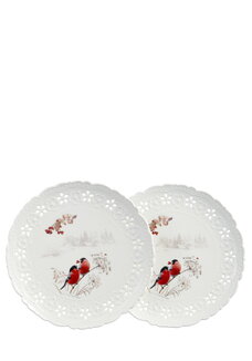 Набор фарфоровых тарелок Снегири, 2 шт.