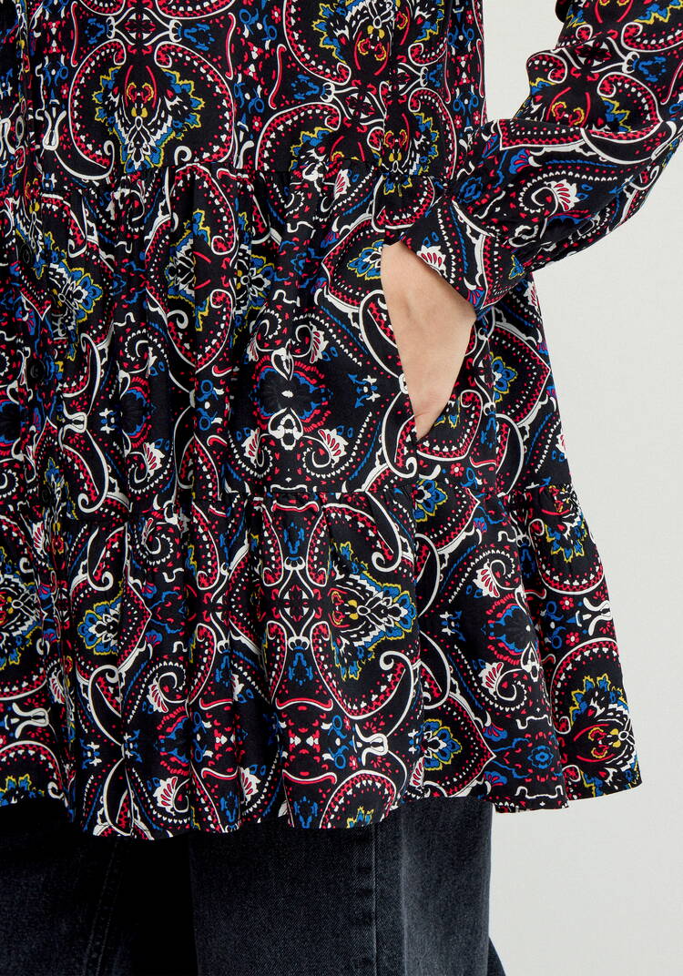 Блуза А-силуэта с ярусами шир.  750, рис. 34