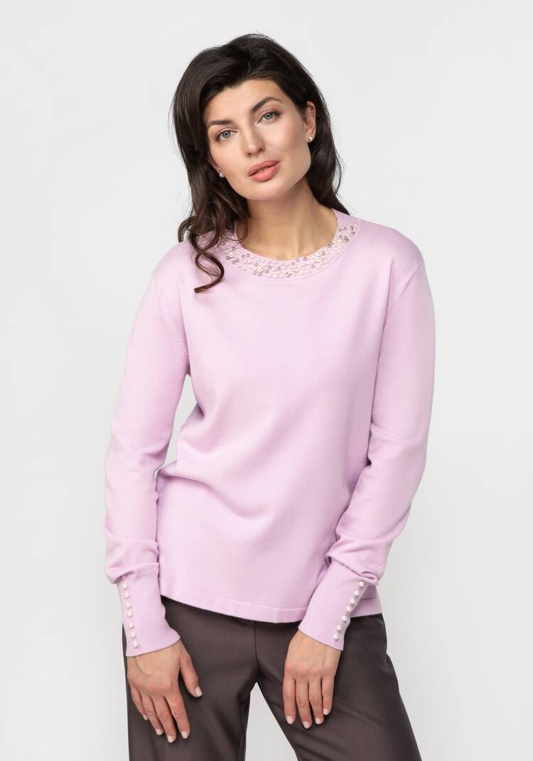 Джемпер с декором из жемчуга по горловине шир.  750, рис. 21