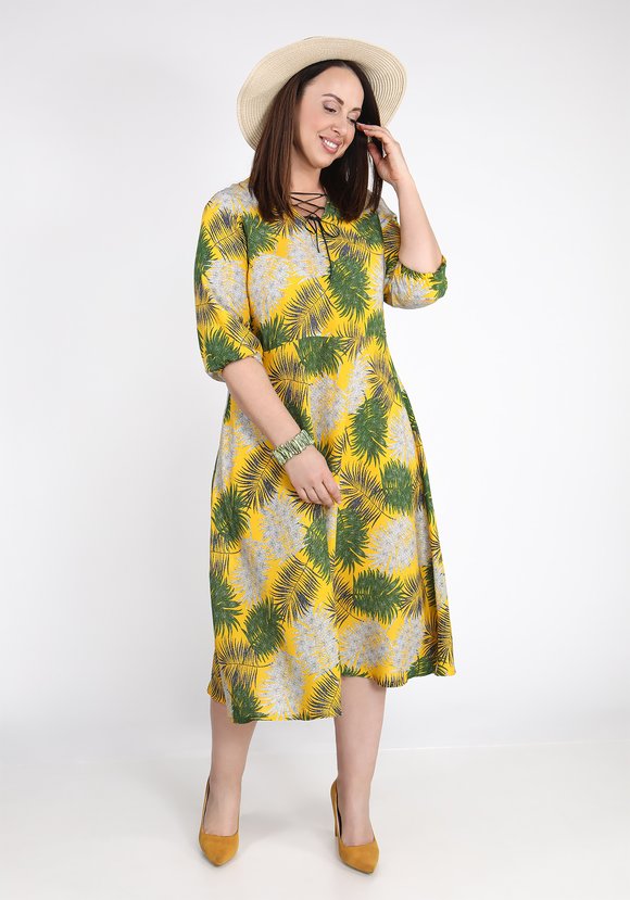 Платье миди с шнуровкой на вырезе шир.  580, рис. 5