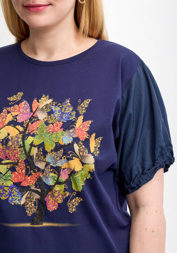 Блуза с ярким принтом и коротким рукавом шир.  750, рис. 39