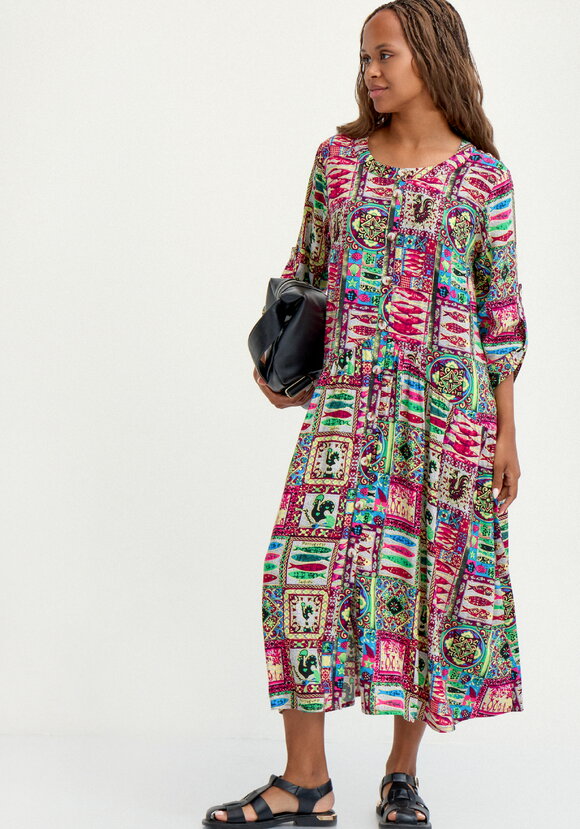 Удлиненное платье свободного кроя с принтом шир.  580, рис. 15