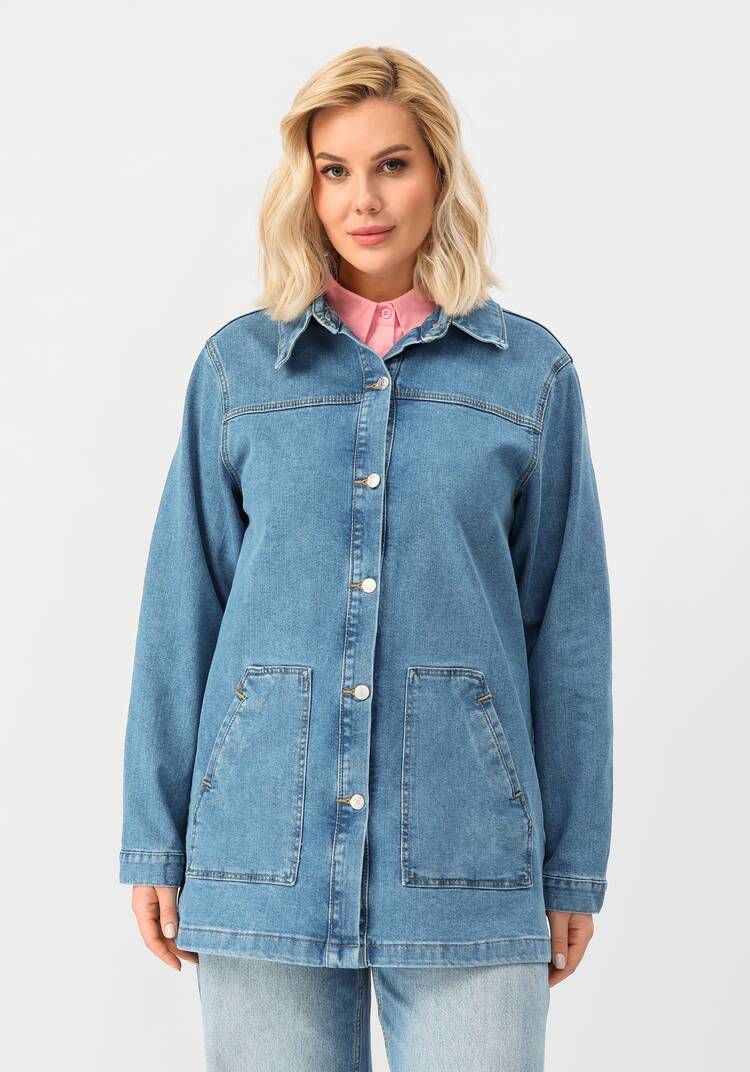 Джинсовая куртка с принтом на спине шир.  750, рис. 4