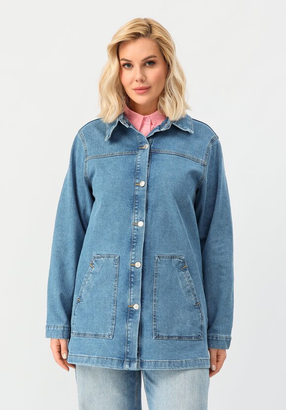 Джинсовая куртка с принтом на спине шир.  580, рис. 4